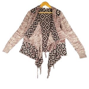 Max Studio Wrap Cardigan Sweater Women's Size Large Multicolor Aztec Merino Wool